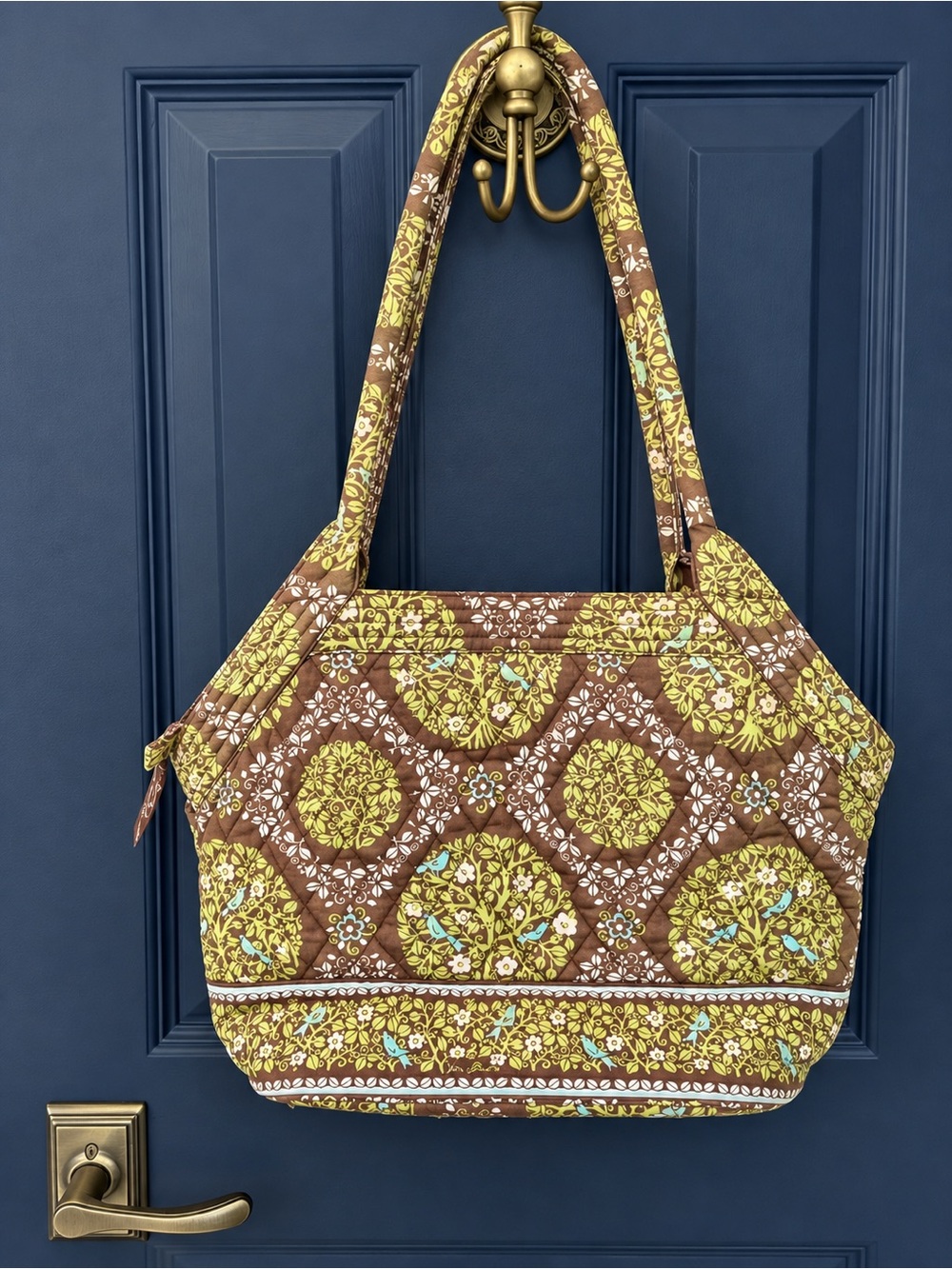 Vera Bradley Quilted Brown & Yellow Floral Tote Bag